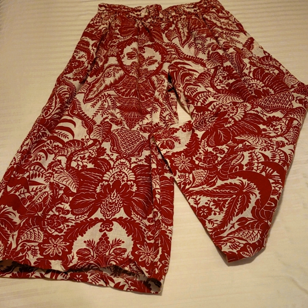 Anthropologie Linen cropped pant